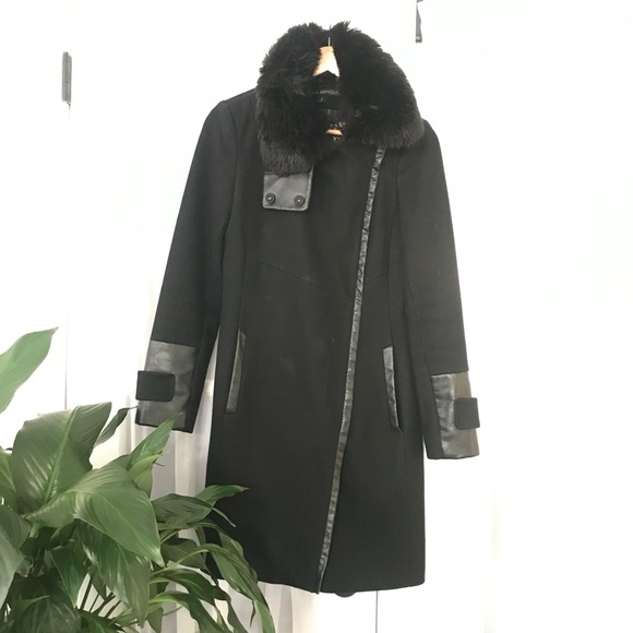 Via Spiga Wool blend & Faux Fur & Faux Leather Cuff Coat Sz 2 - Picture 16 of 16